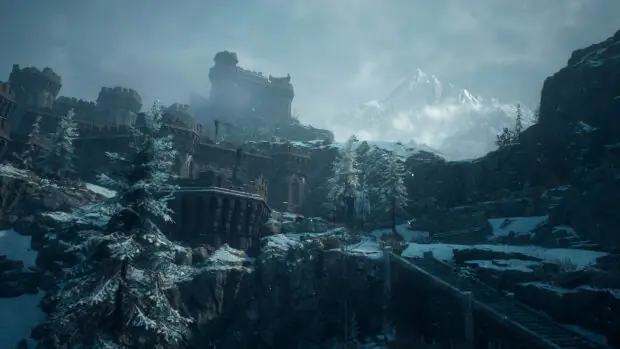 Ośnieżona dolina nocą w dodatku Dragon's Dogma 2: Dark Arisen