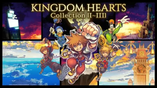 Kluczowa grafika kolekcji Kingdom Hearts Collection z bohaterami serii
