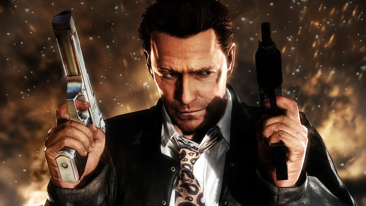 Max Payne w garniturze z dwoma pistoletami w grze Max Payne 3