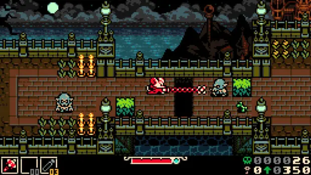 Pixelartowy loch z bohaterką i przeciwnikami w grze Mina the Hollower