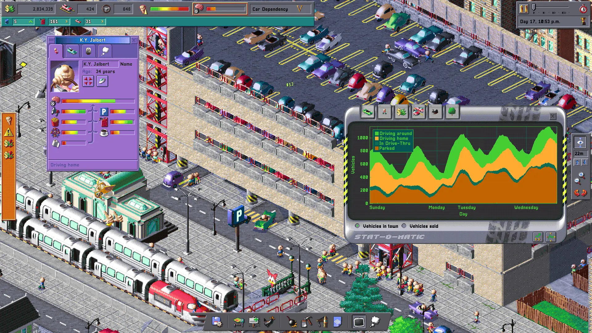 Car Park Capital, panel statystyk i parking przy dworcu