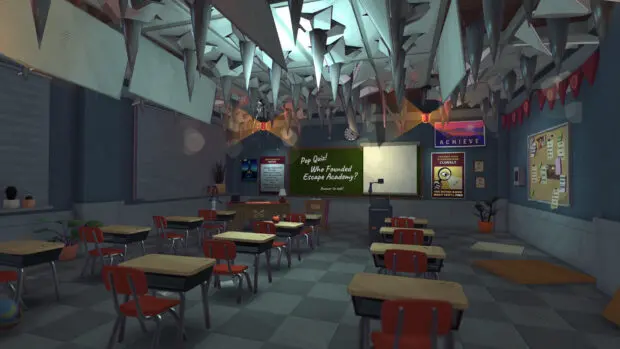Ekran z gry Escape Academy 2: Back 2 School z pomieszczeniem pełnym zagadek