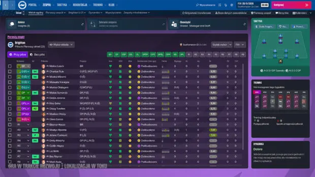 Ekran z gry Football Manager 27 z widokiem menedżerskim i interfejsem klubu