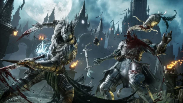 Rycerze walczą z potworami w mrocznej krainie w Lords of the Fallen II