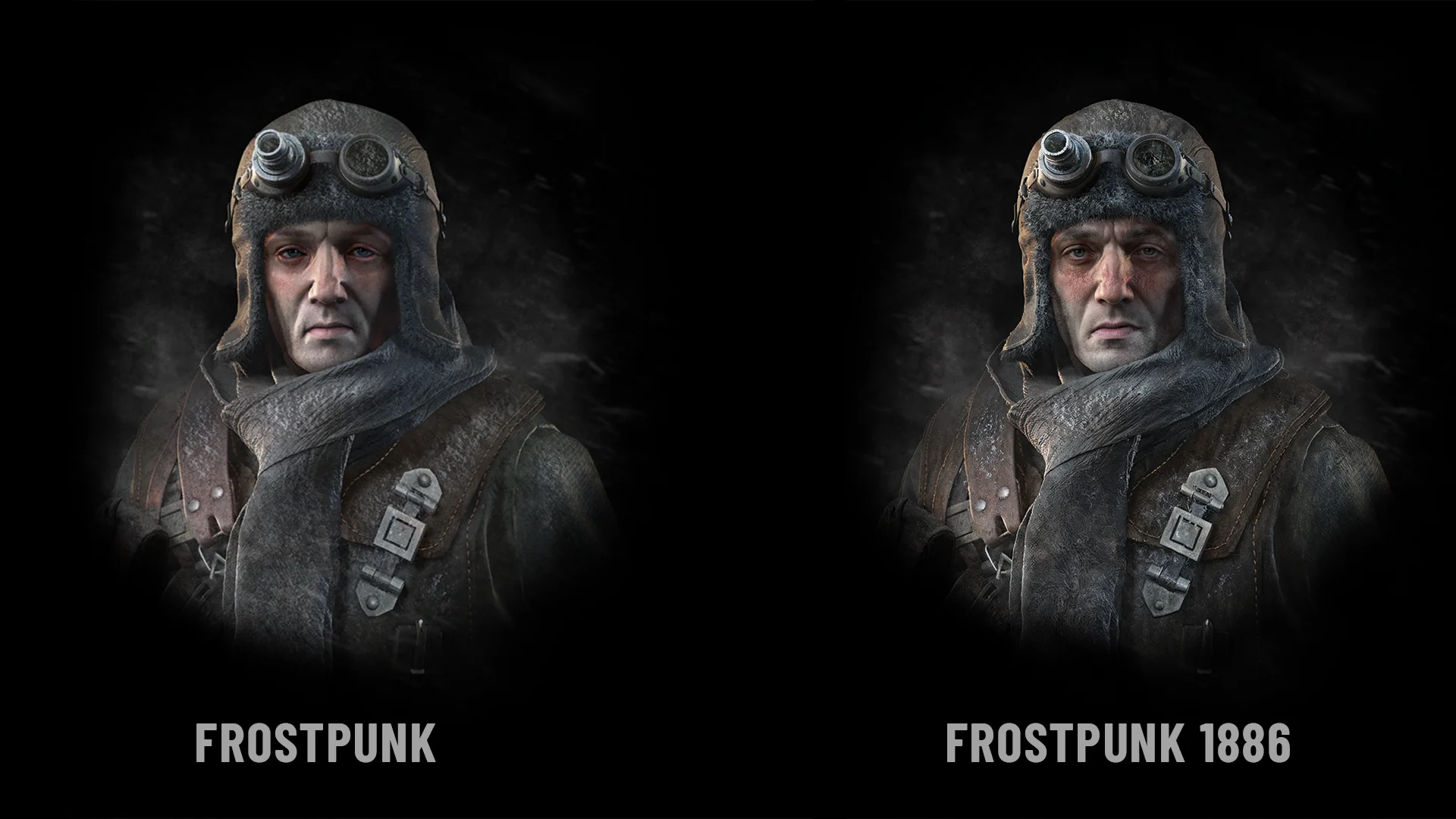 Frostpunk 1886, porównanie ilustracji postaci z pierwszego Frostpunka i nowej wersji