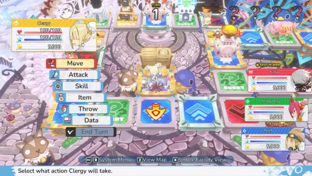 Screen z gry Prinny Party: Going Overboard!, imprezowego RPG z planszą