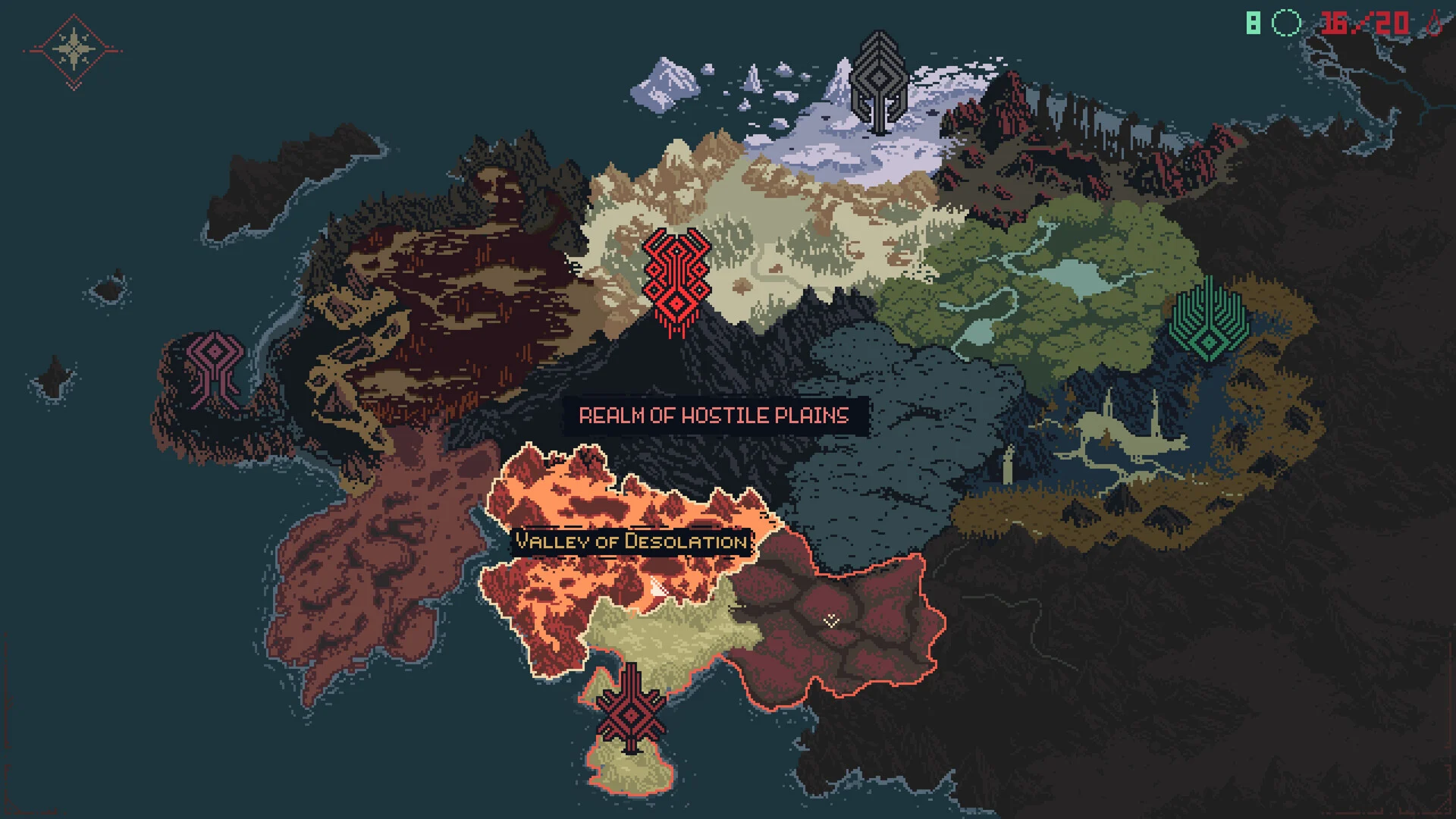 Mapa świata duchów podzielona na krainy w Death Howl