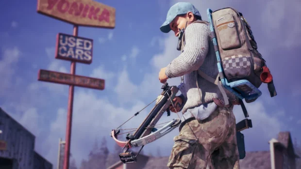 Ocalała z kuszą w zrujnowanym mieście w State of Decay 3