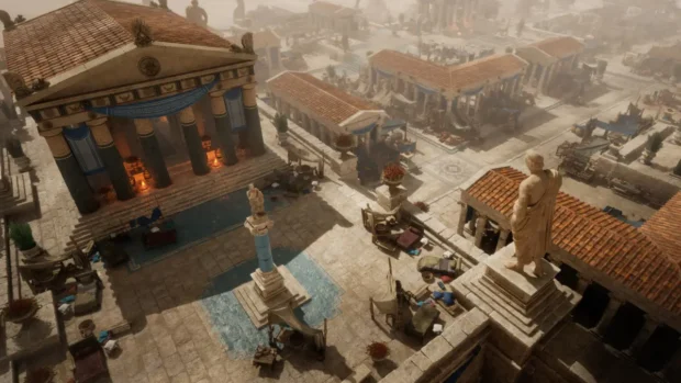 Greckie miasteczko z lotu ptaka w grze Titan Quest II