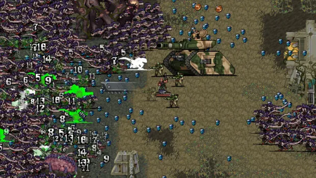 Zrzut ekranu z gry Warhammer Survivors: bohater walczący z hordami wrogów