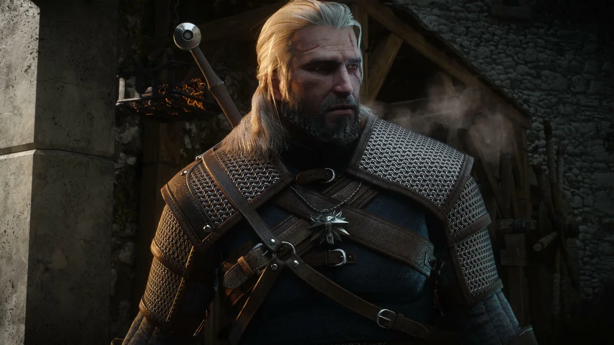 Geralt z Rivii w Wiedźminie 3 Geralt z Rivii w grze Wiedźmin 3: Dziki Gon, zbroja i miecze na plecach