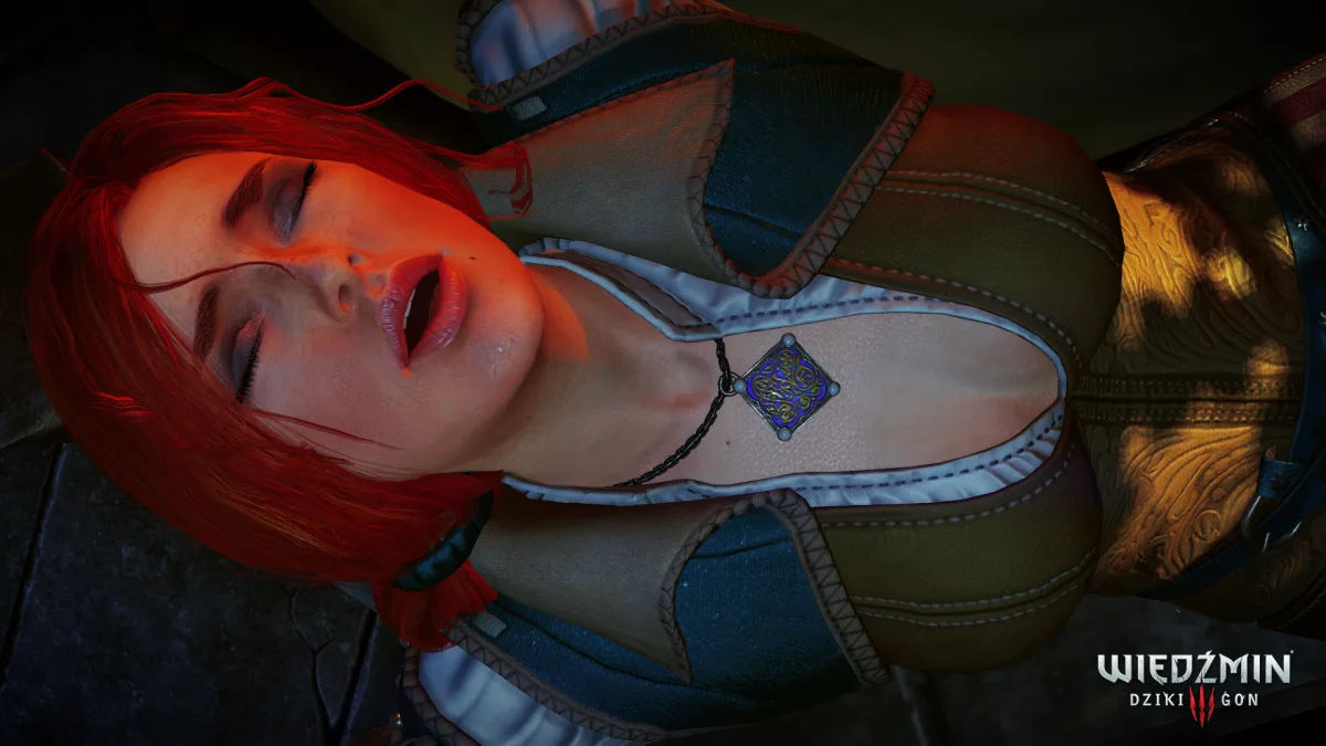 Triss Merigold w Wiedźminie 3 Triss Merigold z rudymi włosami w grze Wiedźmin 3: Dziki Gon