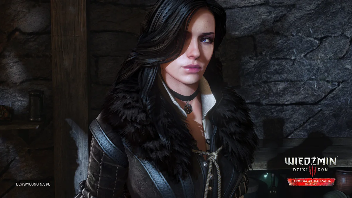 Yennefer z Vengerbergu w Wiedźminie 3 Yennefer z Vengerbergu w grze Wiedźmin 3: Dziki Gon, czarne loki i aksamitka